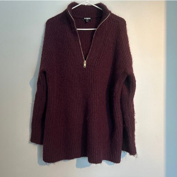 Express London Oversized Tunic Sweater – Purple with Gold Zip – Women’s Medium - Picture 2 of 8
